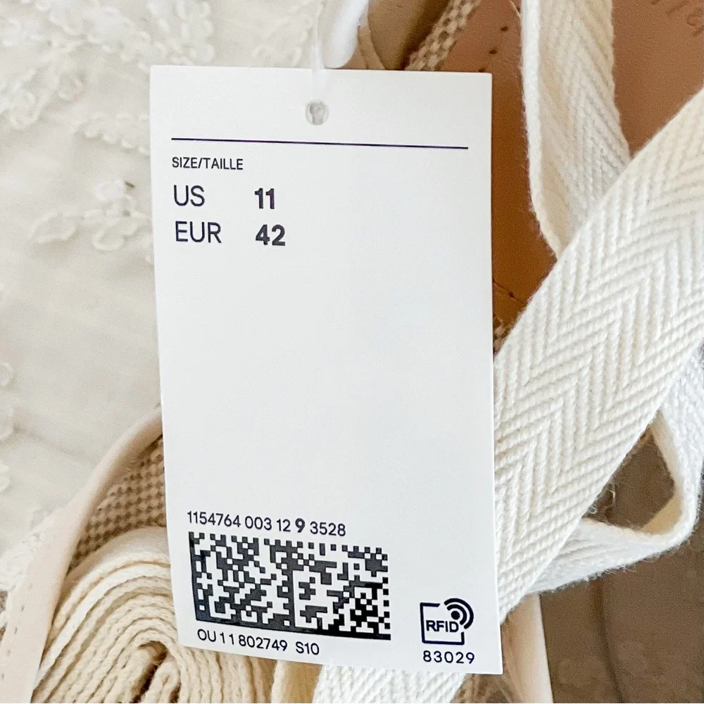 H&M Wedge Espadrille Sandals Ivory Lace Heels Size 11